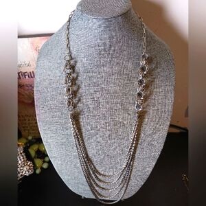 Multistrand Chain Necklace Art Deco Style Statement - Pre-loved (32"-35")
